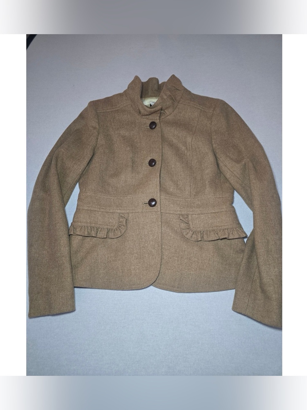 J. Crew Tan Peplum Wool-Blend Blazer
